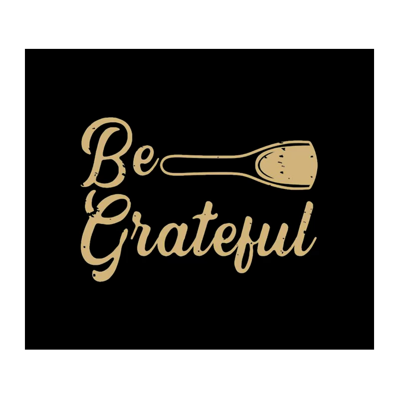 Be Grateful: Motivational Gold Typography with Spoon Tapestry