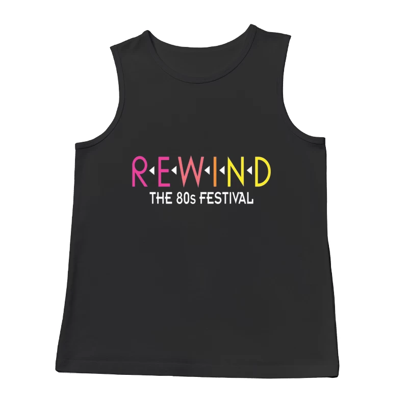 Rewind: The 80s Festival Colorful Typography Design Male Tank Top