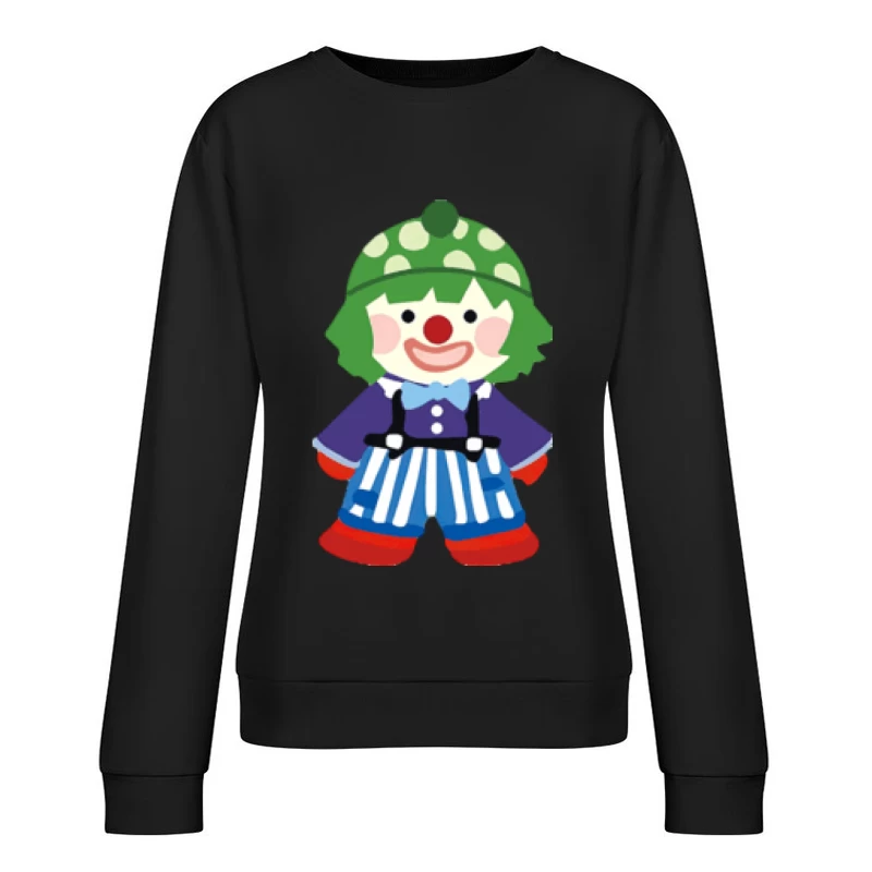 Bunter Clown mit grüner Mütze Damen Pullover Sweatshirt