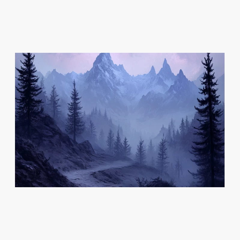 Misty Mountain Forest: A Scenic Winter Fantasy Landscape Travel Mug