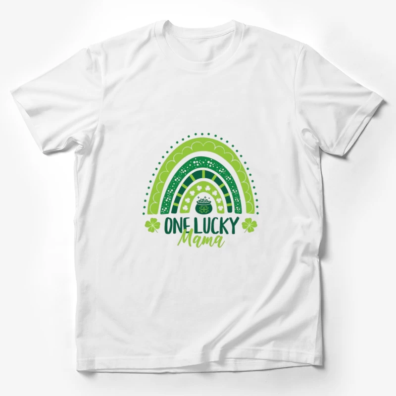 Maman chanceuse avec arc-en-ciel vert Homme T-Shirt