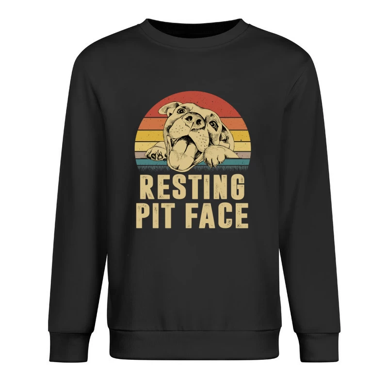 Visage de pit bull sur fond rétro Homme Sweat-shirt à enfiler