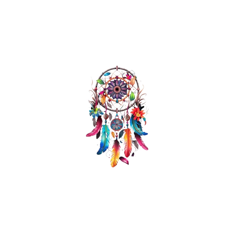 Colorful Dreamcatcher with Feathers and Flowers Desk Mat