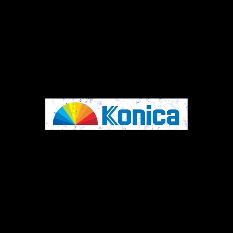 Konica Corporate Logo with Rainbow Semicircle Design Throw Pillow