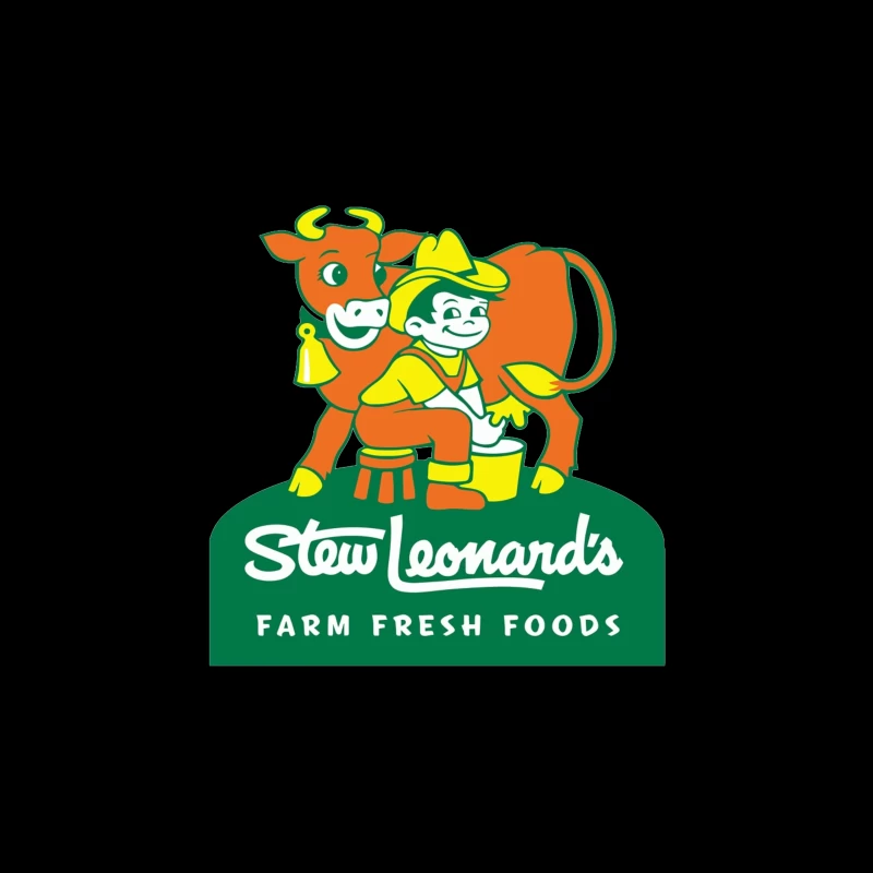 Stew Leonard's Vintage Farm Fresh Foods Logo with Cartoon Cow Throw Pillow