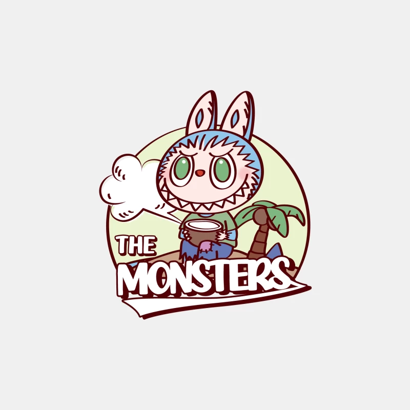 Niedliches Monster mit Palme und Wolke Herren Tanktops