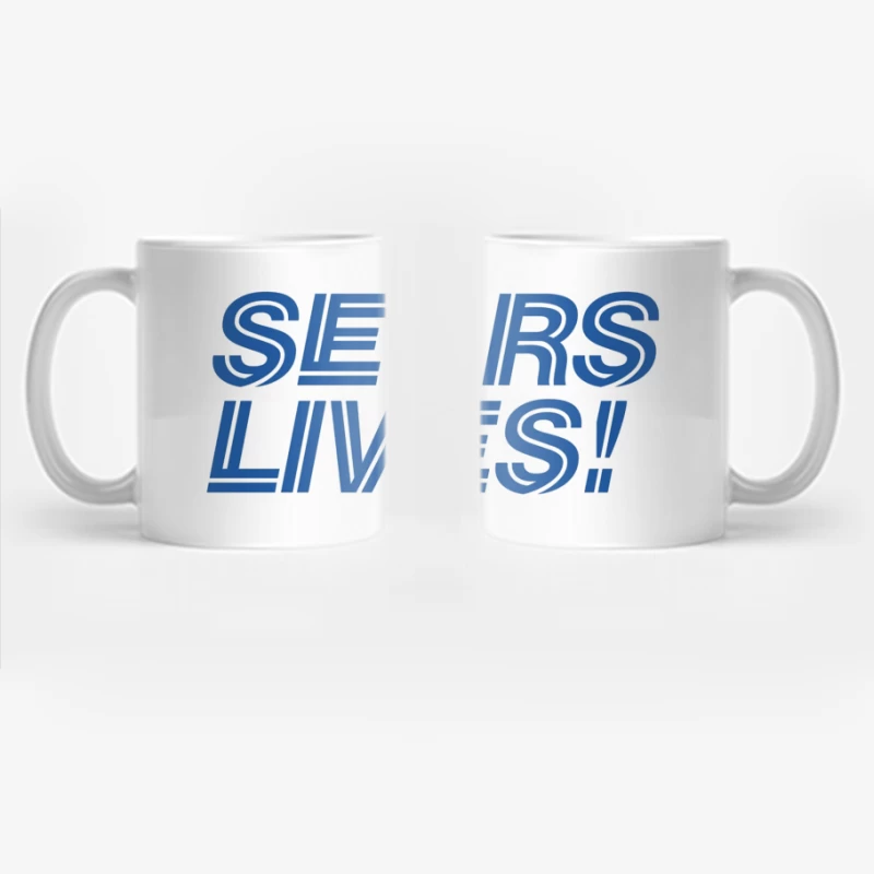 Sears Lives! Blue Text Logo Design Coffee Mug