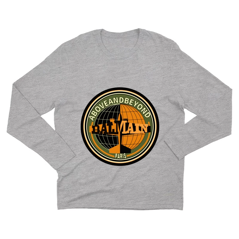 Balmain Emblem mit Flugzeug, Erde und Paris Herren Langarm T-Shirt