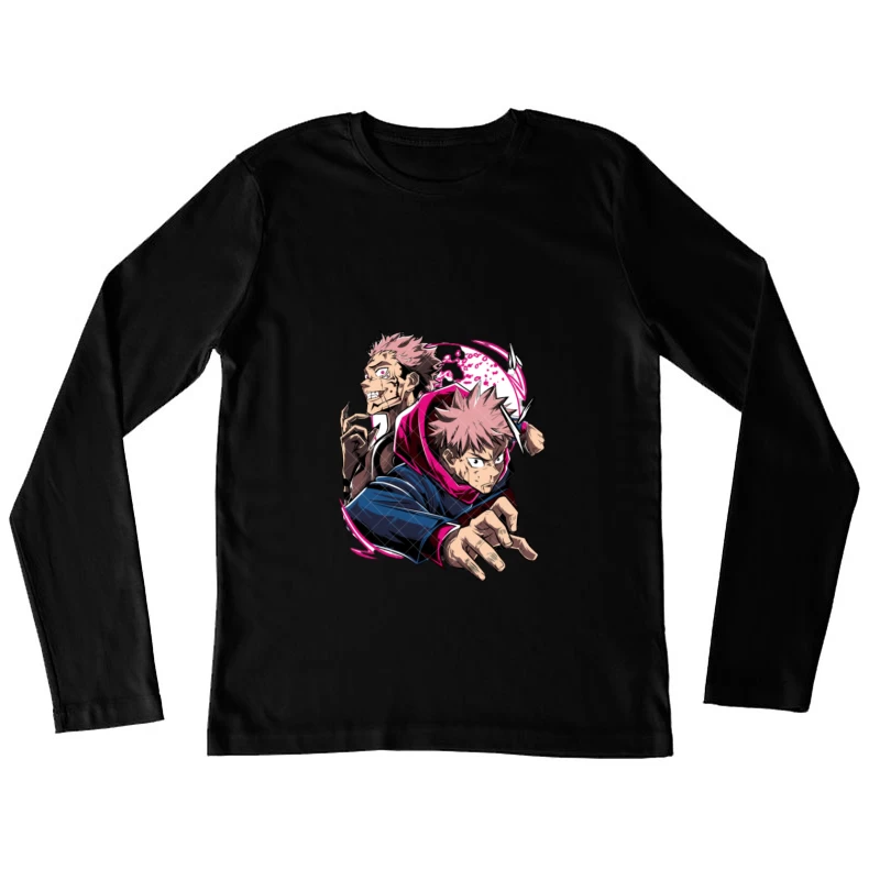Anime-Kampf mit Charakter-Paar Damen Langarm T-Shirt