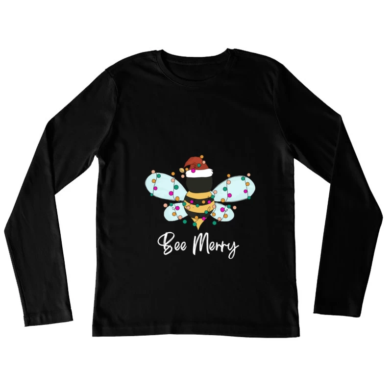 Abeille Joyeuse avec Lumières de Noël Femme Manches Longues T-Shirt