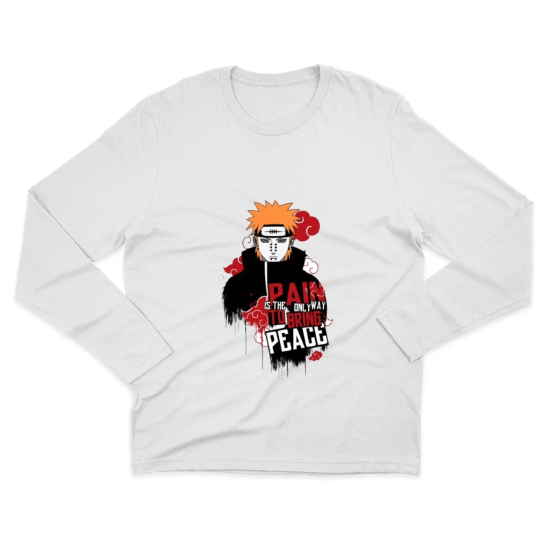 Anime Charakter mit Friedensbotschaft Herren Langarm T-Shirt