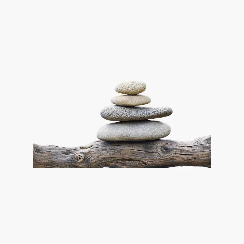 Balanced Zen Stones on Driftwood: A Natural Harmony Cotton Tote Bag