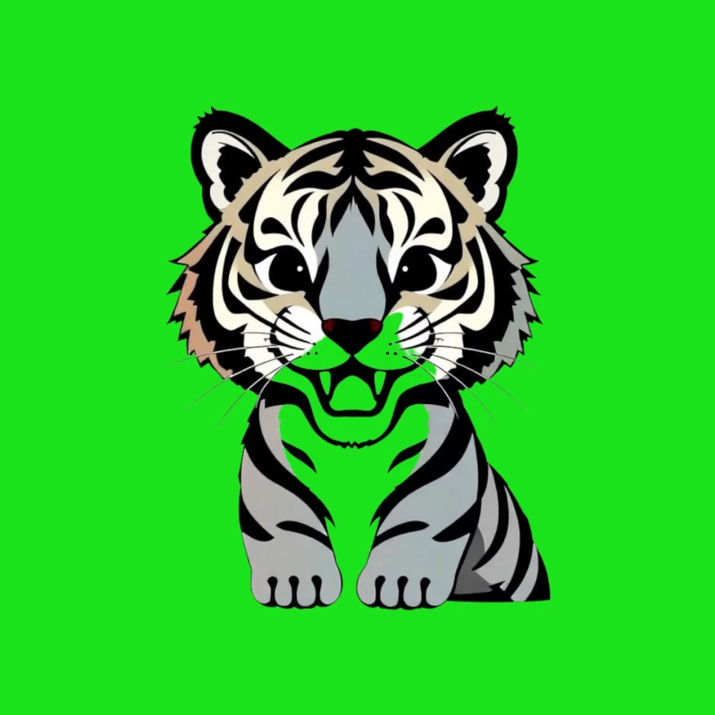 Cartoon Illustration of a Tiger Mouse Pad