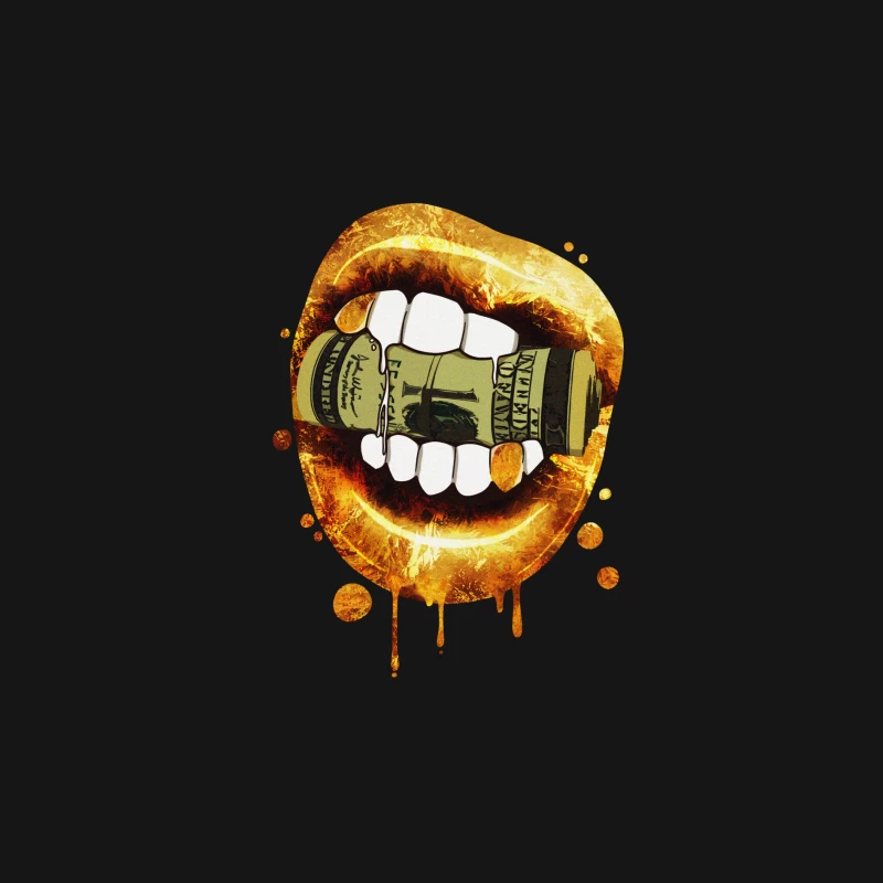 Goldene Lippen greifen nach Geld Herren Langarm T-Shirt