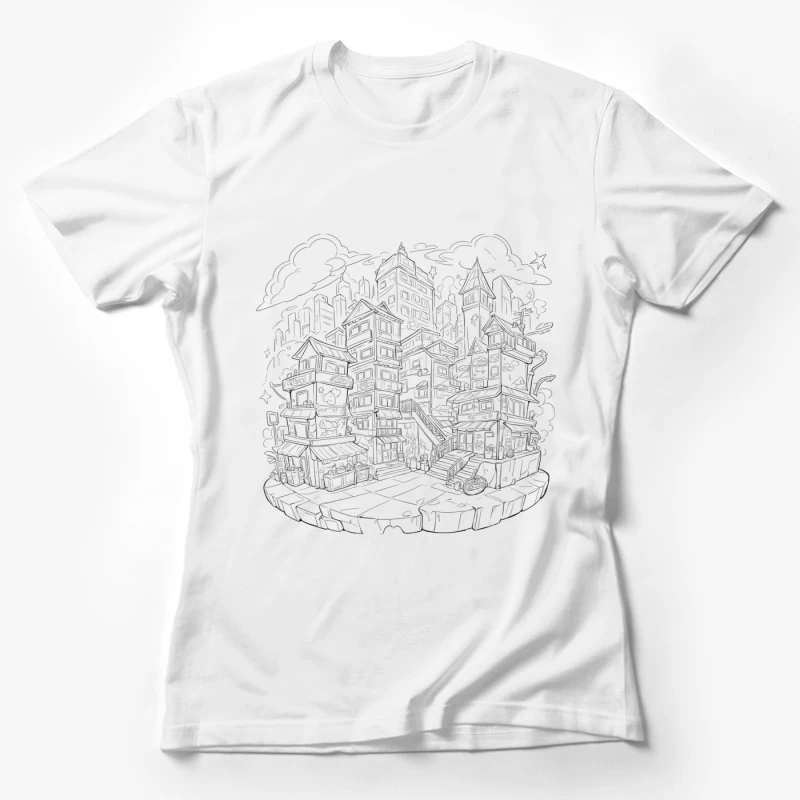 Fantasy Cityscape Illustration Female T-Shirt