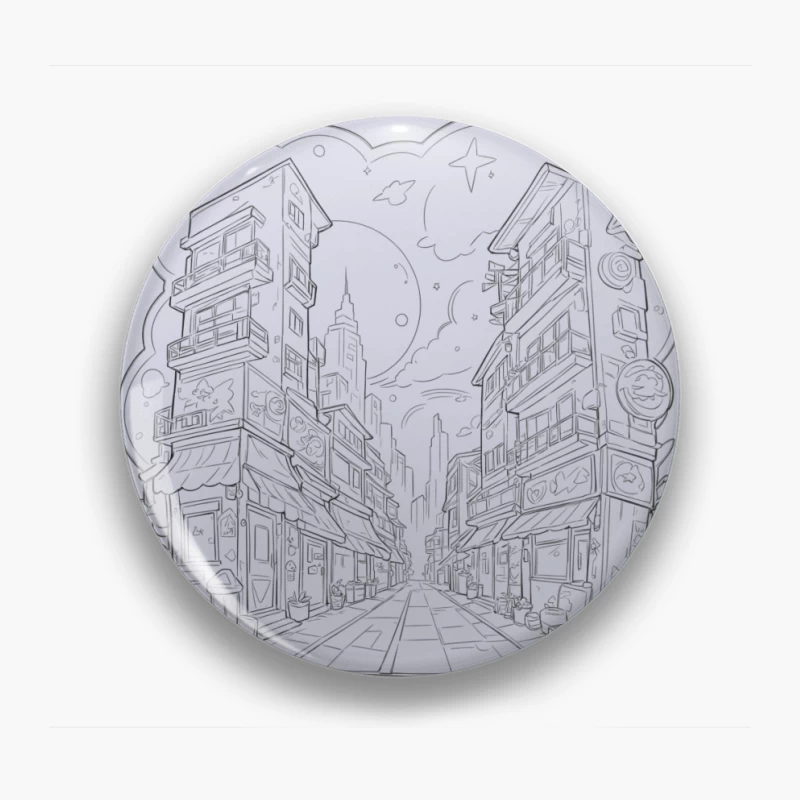 Urban Fantasy Street Scene Pin
