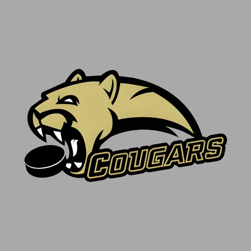 Gold and Black Cougar Hockey Team Mascot Logo Male Pullover Hoodie