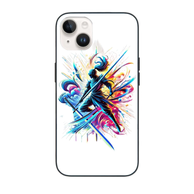 Vibrant Samurai Warrior in Dynamic Motion iPhone Case