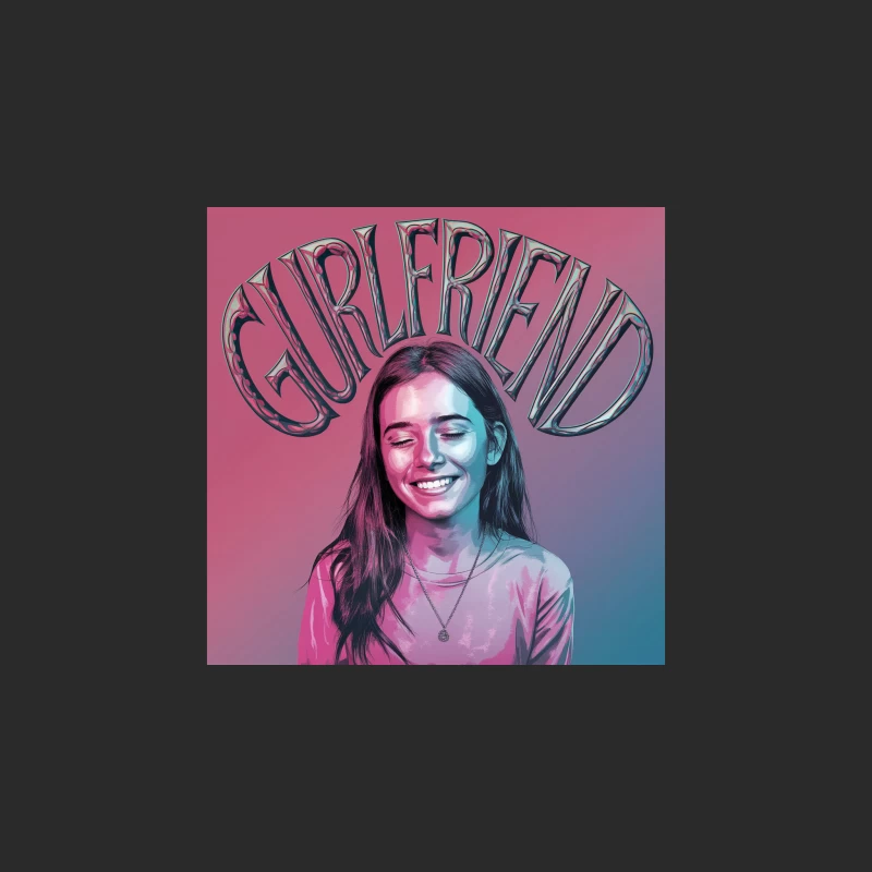 Joyful Girlfriend Portrait with Artistic Typography Baseball Cap