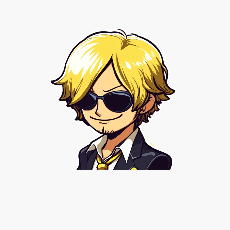 Stylish Blonde Anime Character in Suit and Sunglasses Cotton Tote Bag