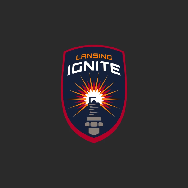 Lansing Ignite Soccer Team Shield Logo with Lighthouse Emblem Baseball Cap