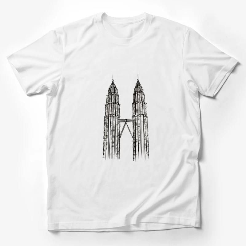 Line Drawing of Iconic Petronas Twin Towers in Kuala Lumpur Male T-Shirt