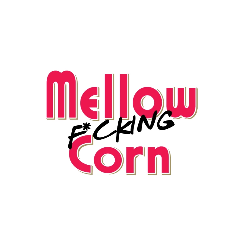 Stylized Pink Text Logo with Profanity: "Mellow F*cking Corn" Tapestry