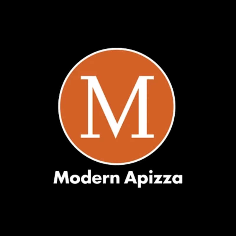 Modern Minimalist Orange Circle M Logo for Apizza Restaurant Pin