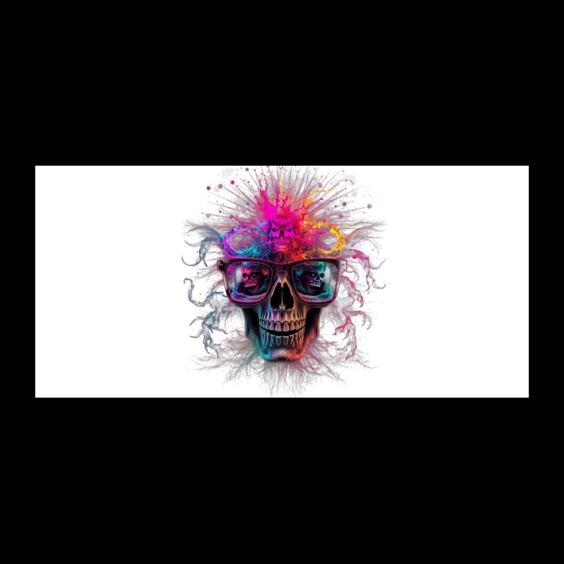 Psychedelic Skull with Reflective Sunglasses in Vibrant Colors Coffee Mug