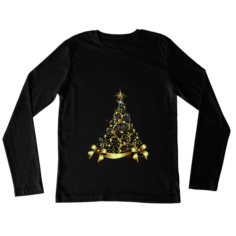 Goldene Weihnachtsbaumdekoration Damen Langarm T-Shirt