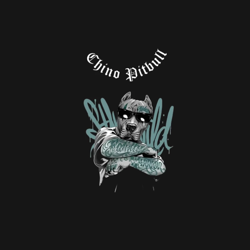 Cooler Pitbull mit Sonnenbrille und Tattoos Herren T-Shirt