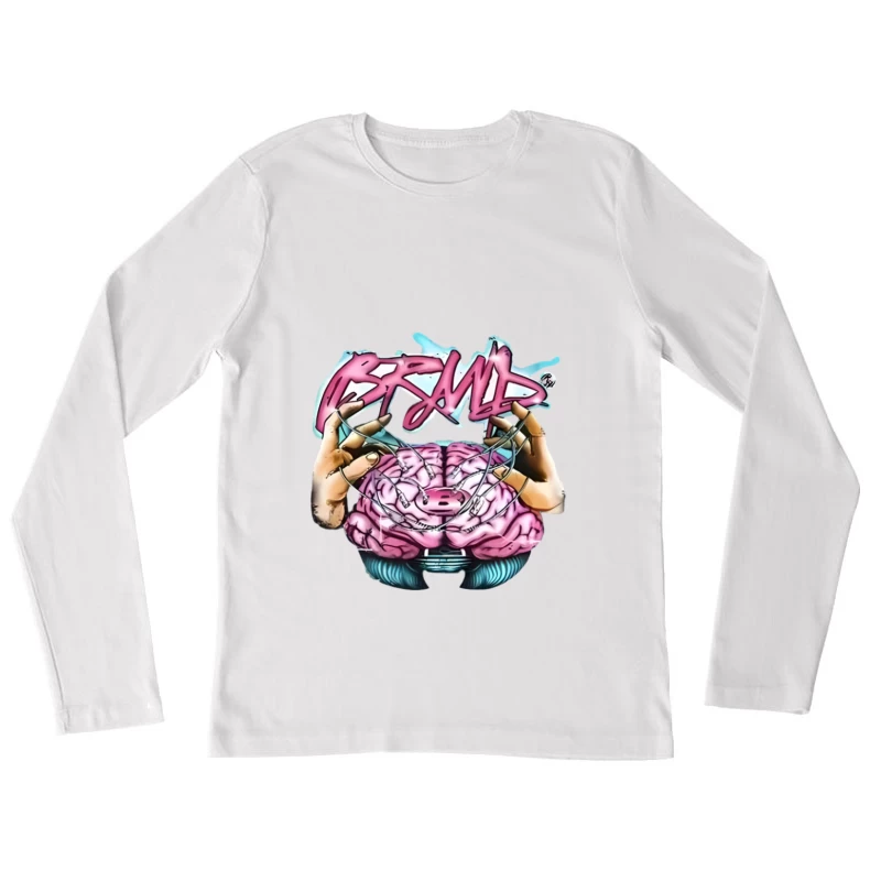 Design graphique avec cerveau et mains en style graffiti Femme Manches Longues T-Shirt