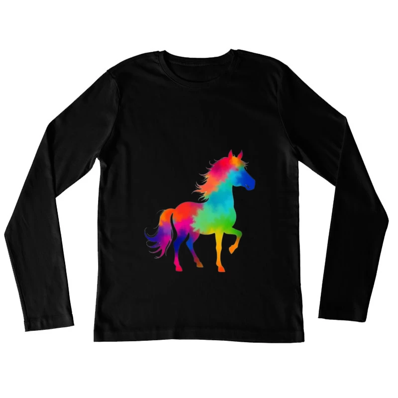 Colorful horse Silhouette Female Long Sleeve T-Shirt