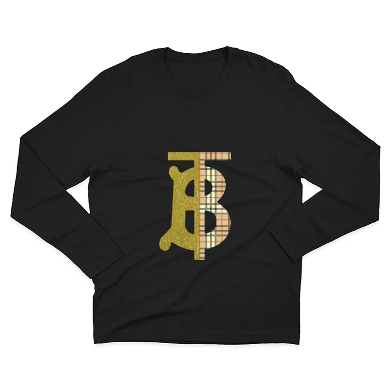 Glitzerndes Alphabet-Design Herren Langarm T-Shirt