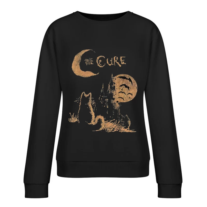 The Cure Gothic Band Logo with Moonlit Ghost Female Pullover Sweatshirt