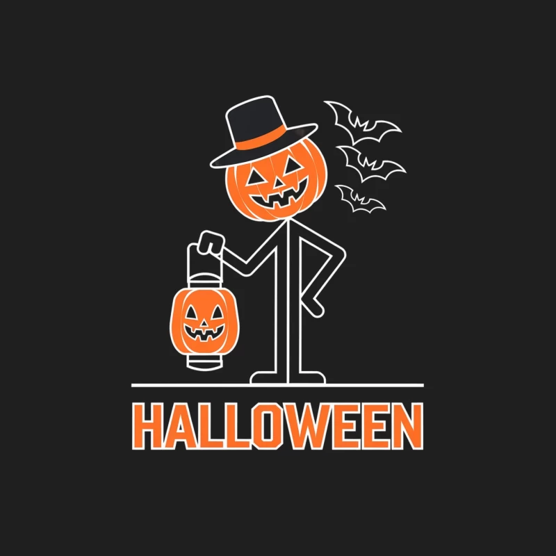 Minimalist Halloween Design with Jack-o'-Lanterns and Top Hat Male Tank Top