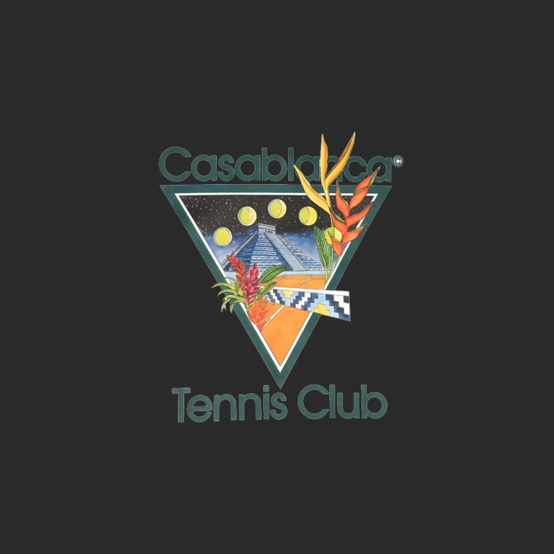 Casablanca Tennis Club Tropical Retro Logo with Mayan Motif Baseball Cap