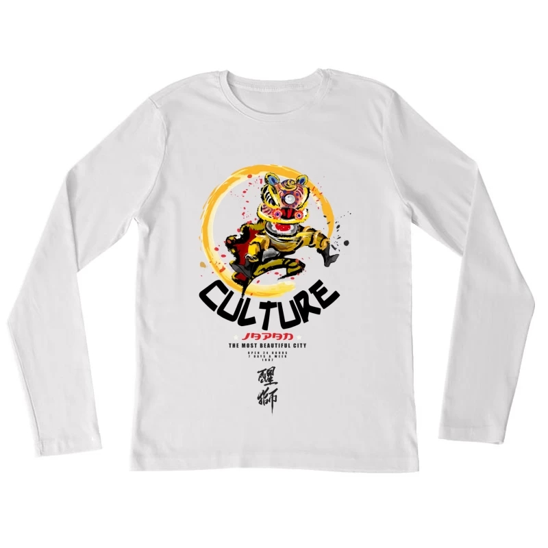 Japanische Kultur mit Löwentanz Damen Langarm T-Shirt