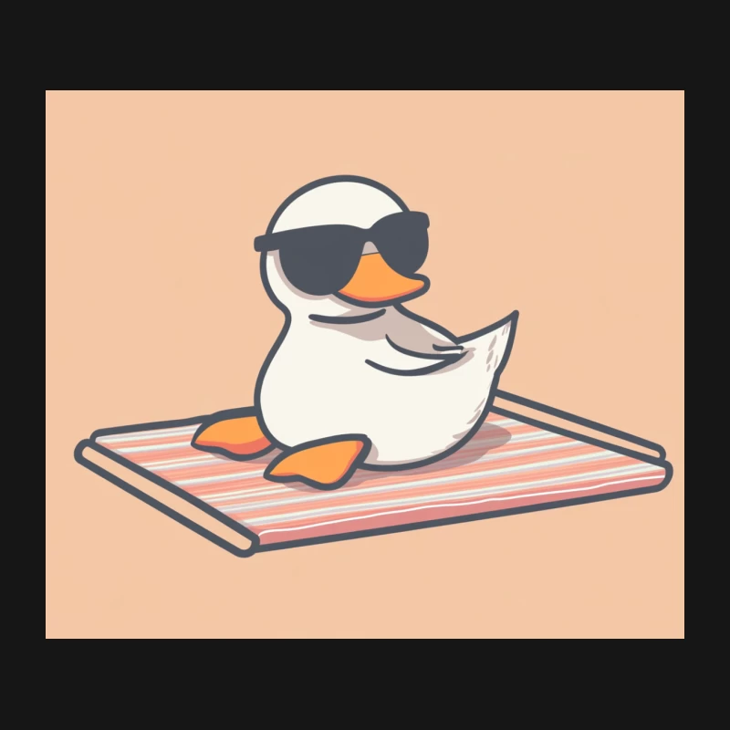 Cute Cartoon Duck Relaxing with Sunglasses on Beach Towel Mouse Pad