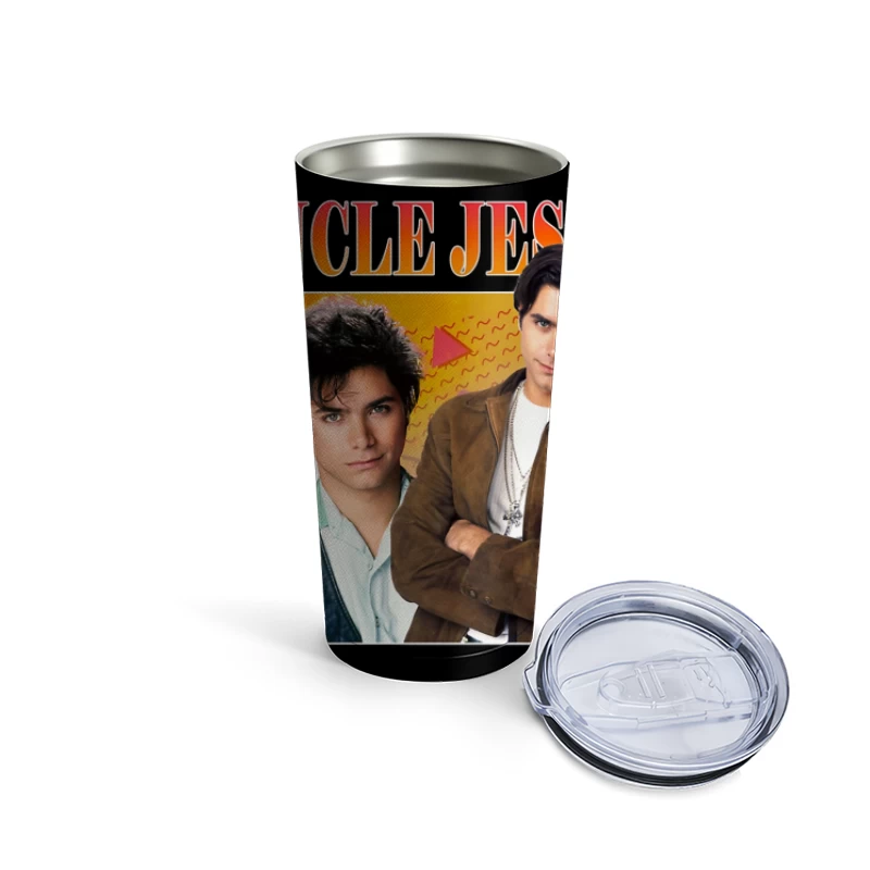 Retro TV Poster of Uncle Jesse from Full House 90s Series Travel Mug