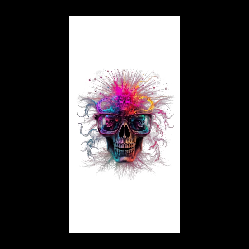 Psychedelic Skull with Reflective Sunglasses in Vibrant Colors iPhone Case