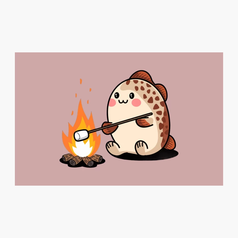 Cute Cartoon Fish Roasting Marshmallow by Campfire Travel Mug