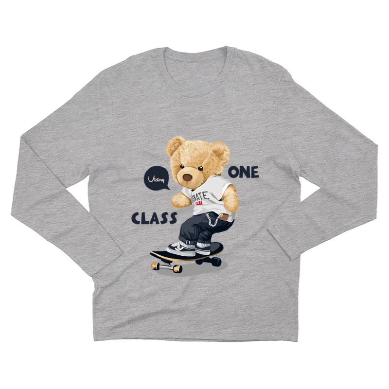 Skateboard fahrender Plüschteddy Herren Langarm T-Shirt