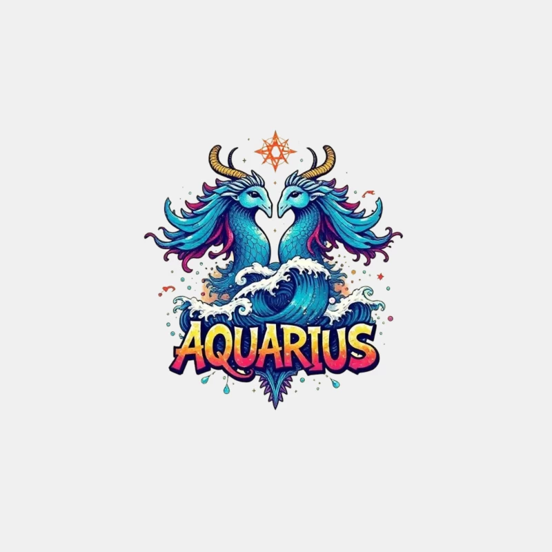 Colorful Aquarius Zodiac Sign with Waves Male Tank Top