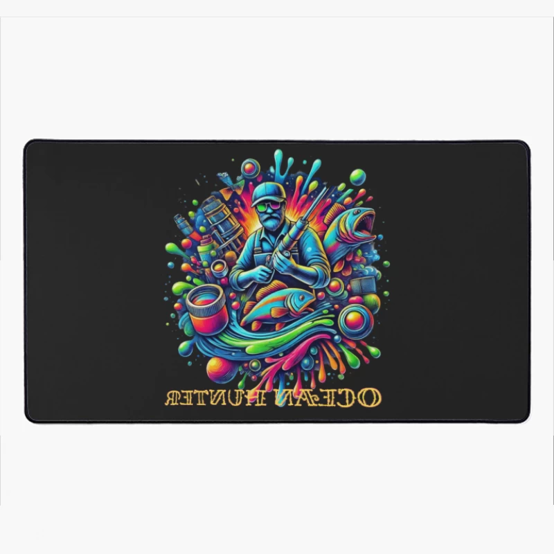 Psychedelic Fishing Adventure Art Desk Mat