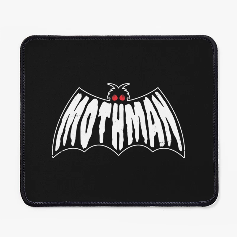 Minimalist White Bat with Red Eyes Mouse Pad