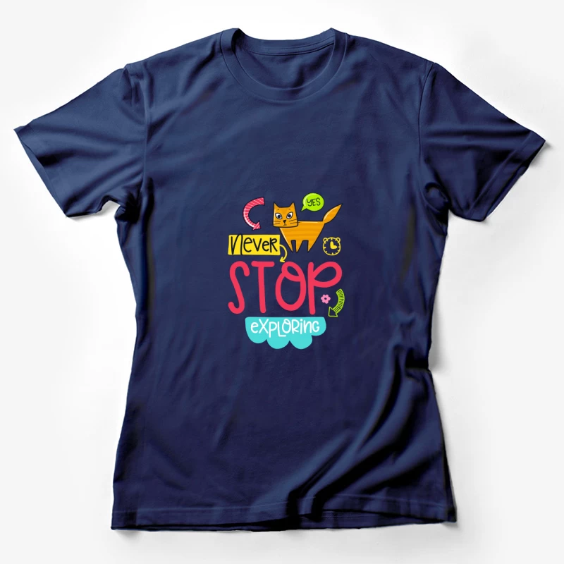 Chat explorateur coloré Femme T-Shirt