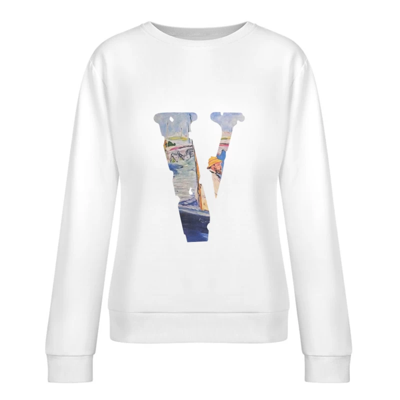 Impressionistische Malerei-Buchstabe V Damen Pullover Sweatshirt