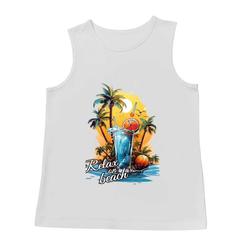 Beach Relaxation Cocktail Male Tank Top