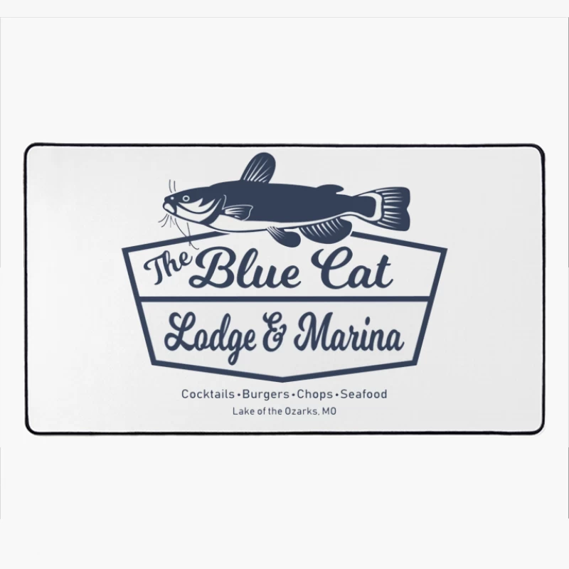 Blue Cat Lodge & Marina Restaurant Logo at Lake of the Ozarks Desk Mat